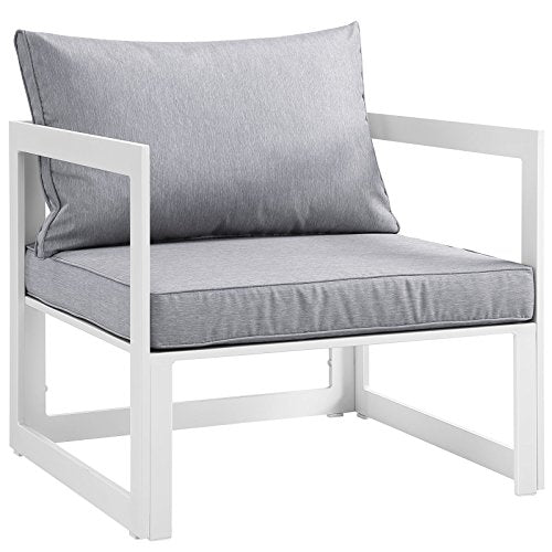 Modway Fortuna Aluminum Outdoor Patio Armchair in White Gray