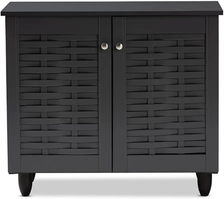 Baxton Studio Winda Modern and Contemporary Dark Gray 2-Door Wooden Entryway Shoe Storage Cabinet