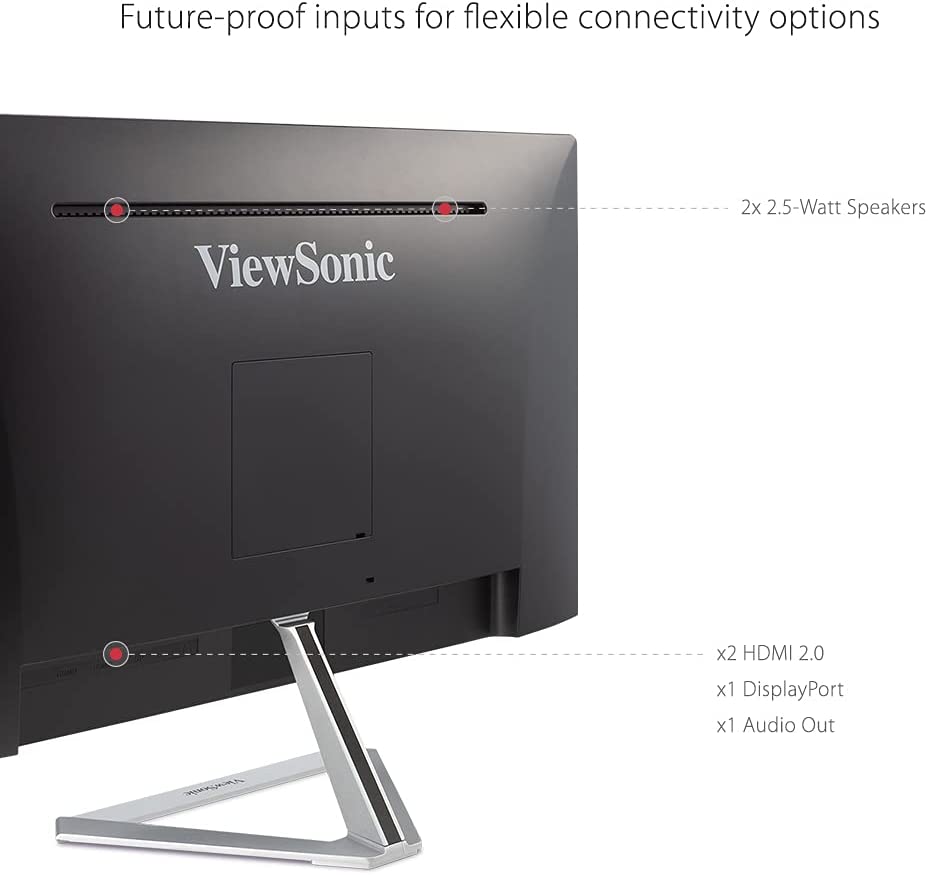 ViewSonic VX2776-SMHD 27 Inch 1080p Widescreen IPS Monitor with Ultra-Thin Bezels, HDMI and DisplayPort,Black/Silver