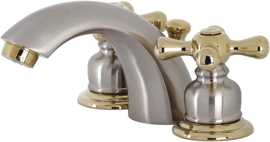 Kingston Brass KB949AX Victorian Mini-Widespread Bathroom Faucet, Brushed Nickel/Polished Brass