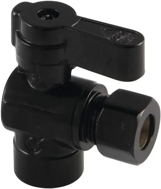 Kingston Brass KF4320MB Baseline 1/2-Inch Sweat x 3/8-Inch OD Comp Angle Stop Valve, Matte Black