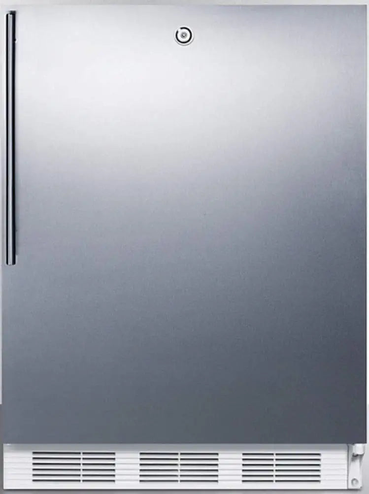 Summit Appliance CT66LWSSHVADA ADA Compliant Freestanding Refrigerator-Freezer with Lock, Dual Evaporator Cooling, Cycle Defrost, Lock, Stainless Steel Door, Thin Handle and White Cabinet