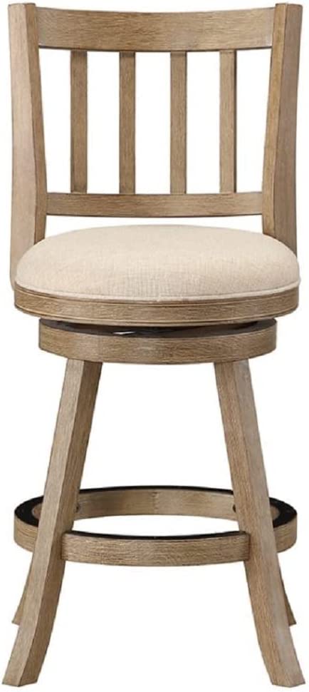 Boraam Sheldon Counter Height Stool, 1 Pack, 24-Inch, 1-Pack, Driftwood Wire-Brush and Ivory