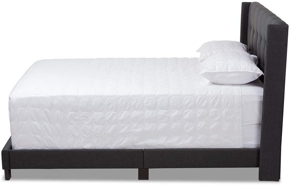 Baxton Studio Lisette Modern and Contemporary Charcoal Grey Fabric Upholstered Queen Size Bed