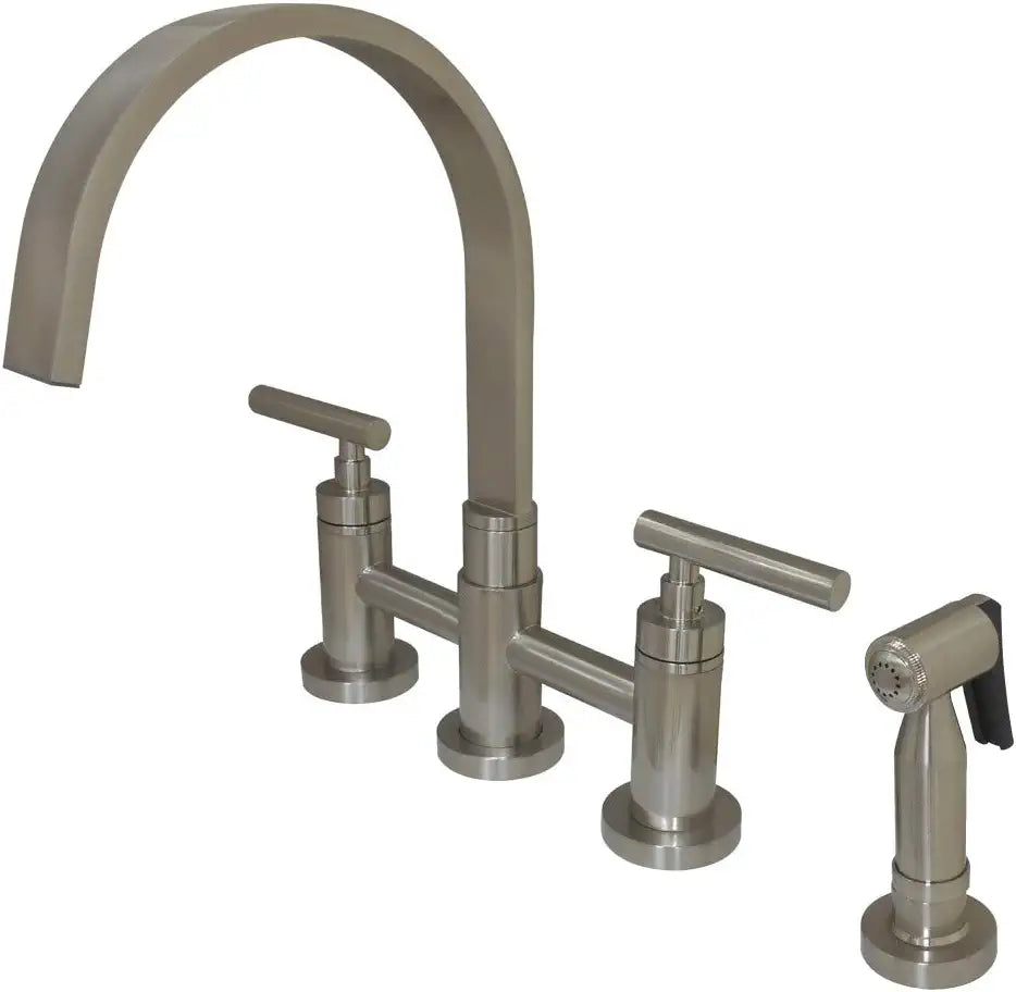 Kingston Brass KS8268CMLBS Manhattan Bridge Kitchen Faucet, Brushed Nickel