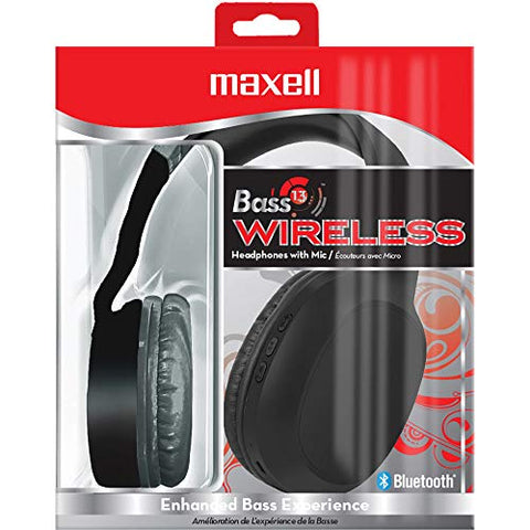 Maxell 199793 Bass 13 Bluetooth On-Ear Headphones with Microphone, Black