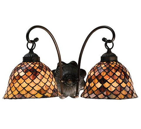 18 inches W Tiffany Fishscale 2 LT Wall Sconce