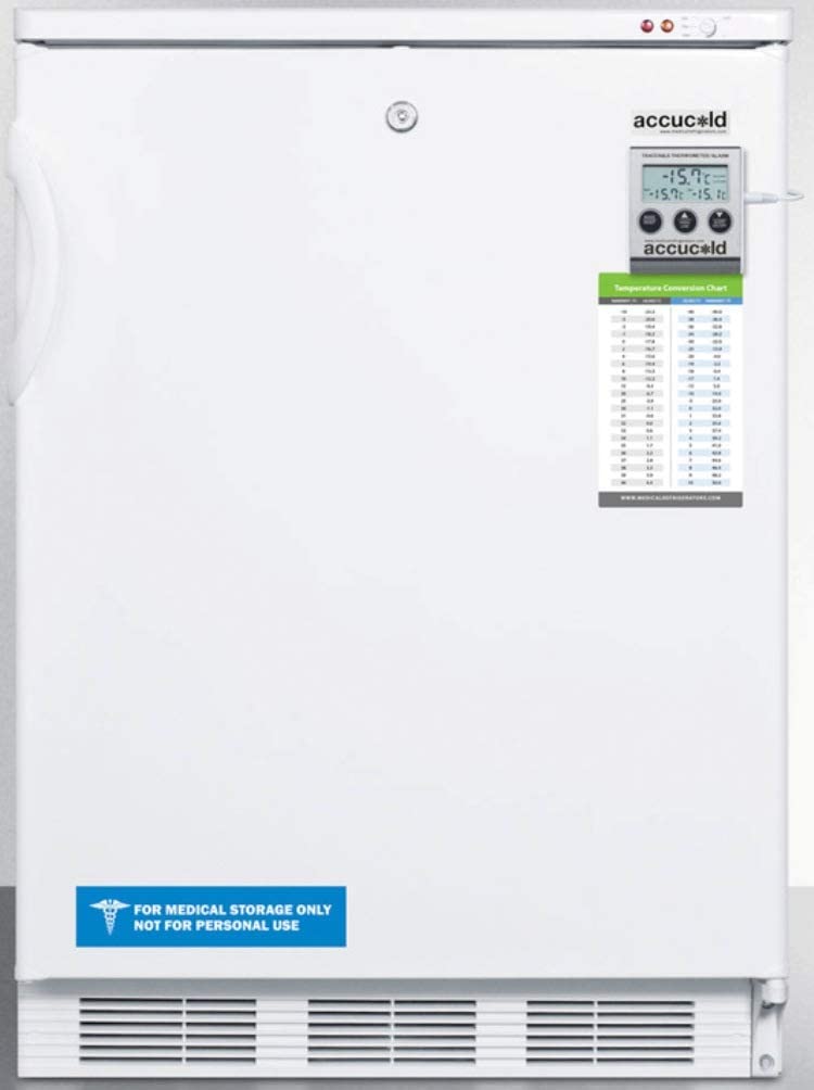 Summit Appliance VT65MLBIMED Built-in Undercounter Freezer Capable of -25Ã‚ÂºC Operation with Audible Alarm, Access Port, Manual Defrost, Adjustable Thermostat, Lock and Hospital Grade Plug