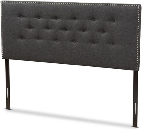 Baxton Studio Windsor Modern and Contemporary Dark Grey Fabric Queen Size Headboard Grey/Queen//Contemporary/Fabric Polyester 100%&#34;/LVL/Foam