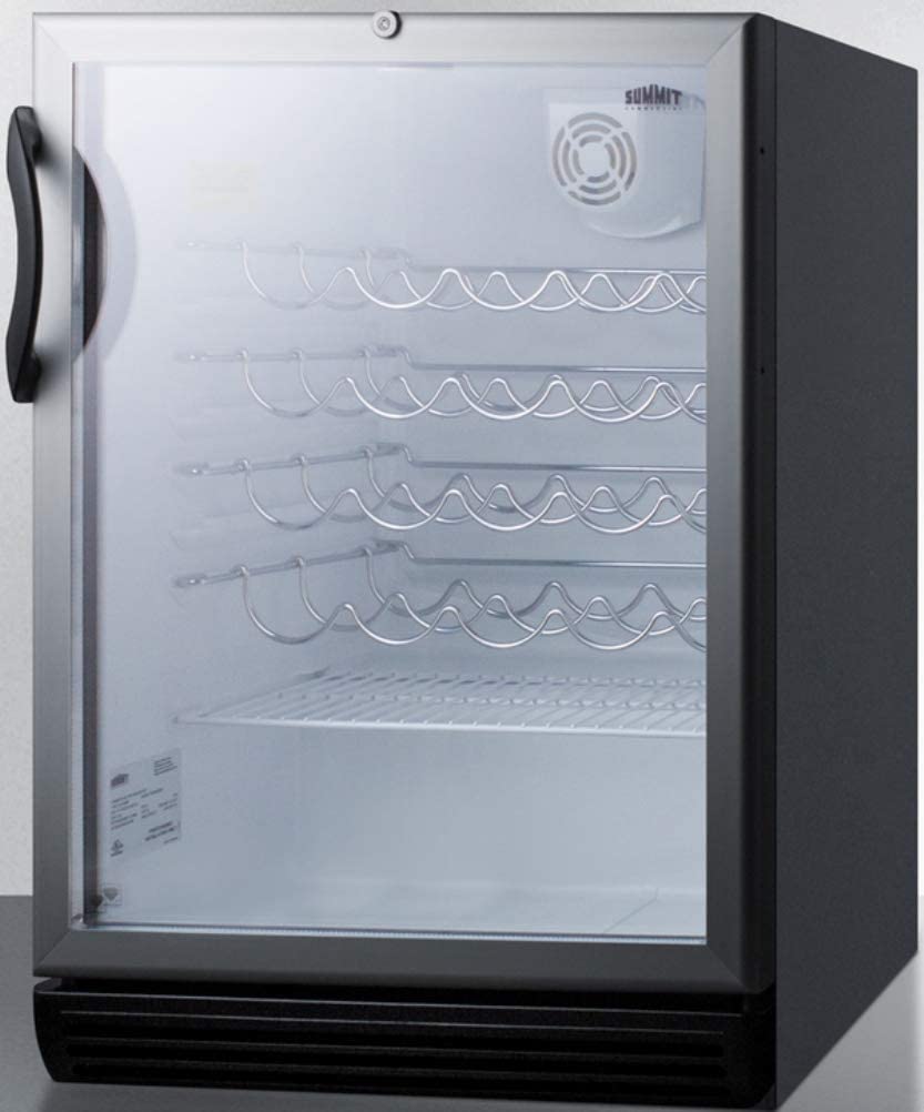 Summit SWC6GBLBIADA Wine Chiller Beverage Refrigerator, Glass/Black