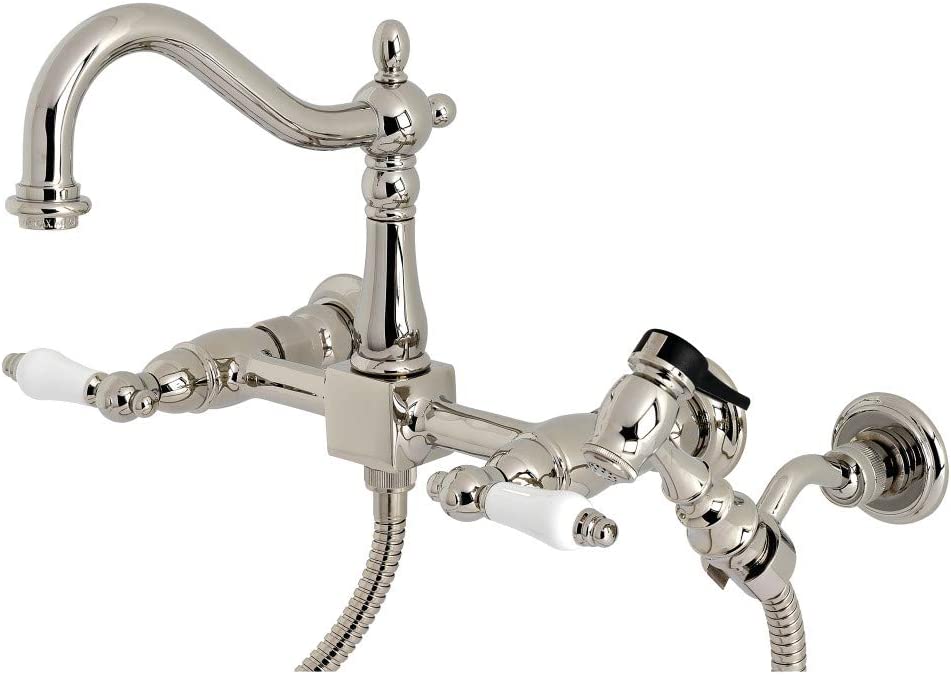 Kingston Brass KS1266PLBS Heritage Bridge Kitchen Faucet, Polished Nickel