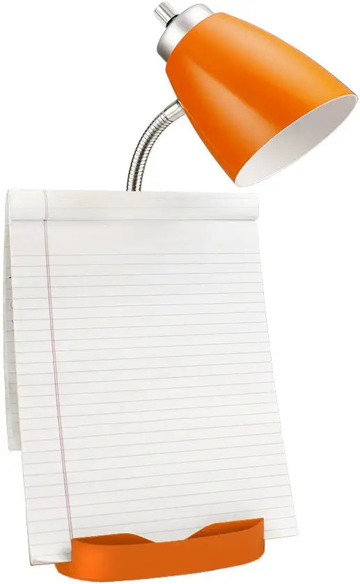 Limelights LD1057-ORG iPad Tablet Stand Book, Orange Gooseneck Organizer Desk Lamp with Holder and Charging Outlet