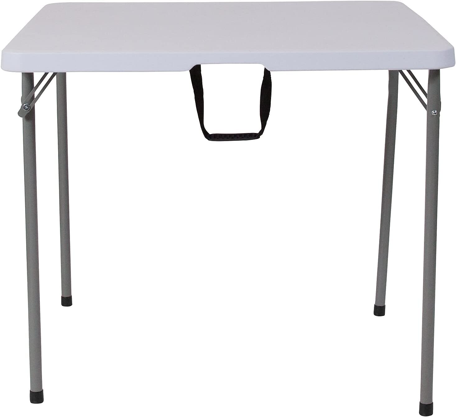 Flash Furniture 2.79-Foot Square Bi-Fold Granite White Plastic Folding Table with Carrying Handle