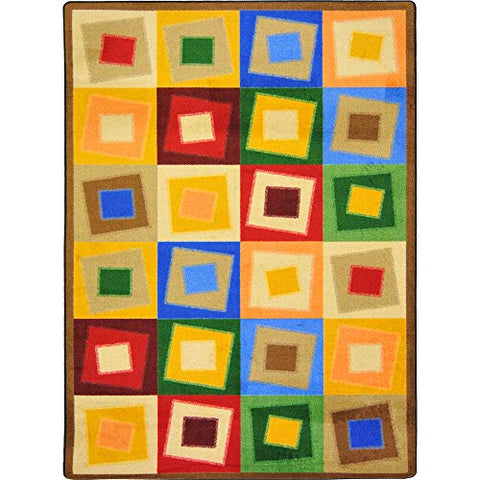 Joy Carpets Kid Essentials Off Balance Teen Area Rugs, 92-Inch by 129-Inch by 0.36-Inch, Neutrals
