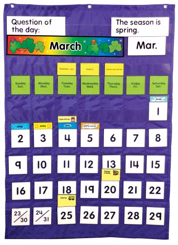 Carson Dellosa √É¬¢√¢‚Äö¬¨√¢‚Ç¨≈ì Complete Calendar and Weather Pocket Chart, Classroom Management, 51 Clear Pockets with 208 Cards