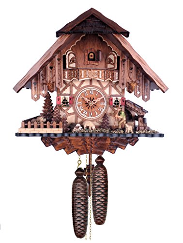 Eight Day Cuckoo Clock Chalet Volksmarcher raises staff