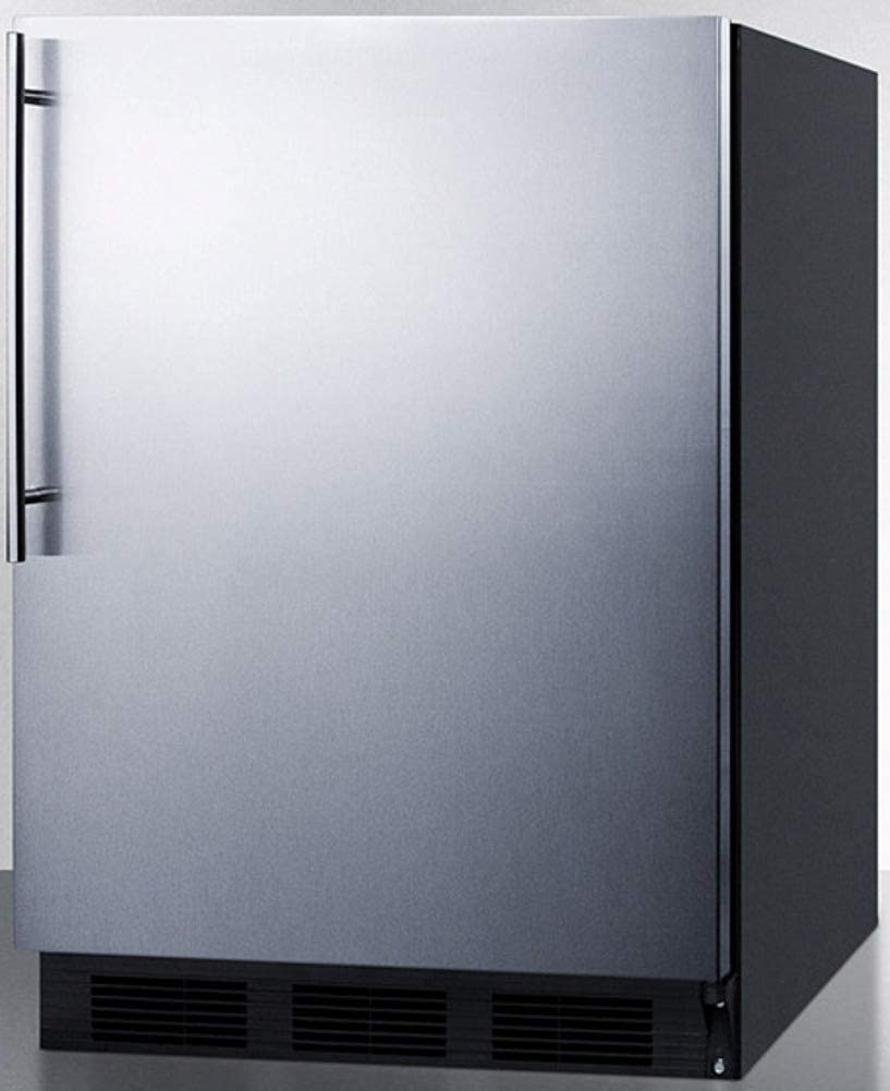 Summit Appliance CT663BKBISSHV Built-in Undercounter Refrigerator-Freezer for Residential Use, Cycle Defrost with Stainless Steel Wrapped Door, Professional Thin Handle and Black Cabinet