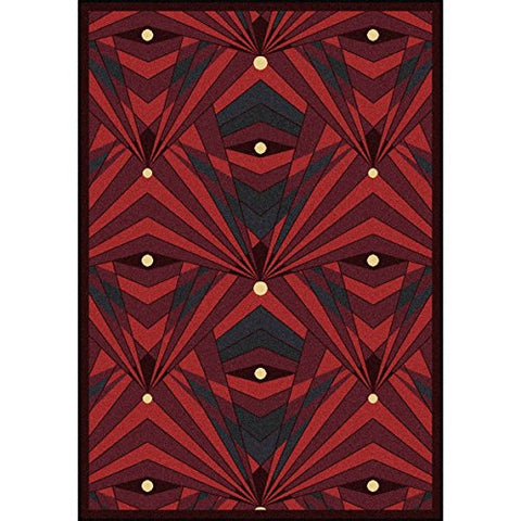 Joy Carpets Any Day Matinee Deco Strobe Theater Area Rugs, 64-Inch by 92-Inch by 0.36-Inch, Burgundy