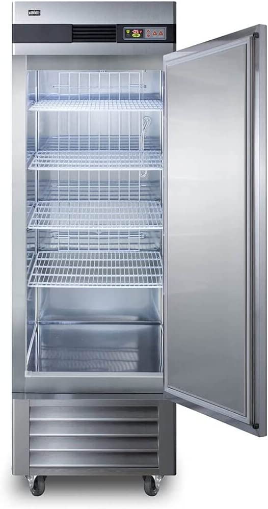 Summit Appliance SCFF237 Commercial 23 cu.ft. Reach-in All-Freezer in Complete Stainless Steel with Right Hand Door, Self-Closing Door, Microprocessor Control Panel, Open Door Alarm and Lock