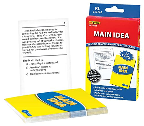 Edupress EP63066 Main Idea Practice Cards Blue Level