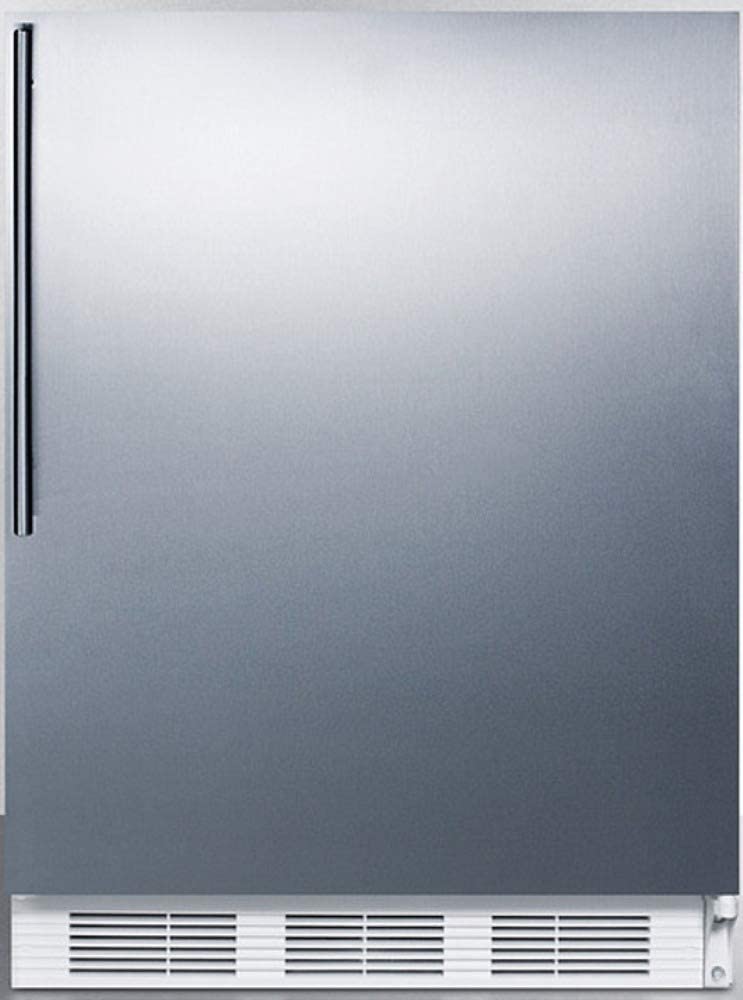 Summit Appliance CT661WBISSHV Built-in Undercounter Refrigerator-Freezer for Residential Use, Cycle Defrost with Stainless Steel Wrapped Door, Thin Handle and White Cabinet