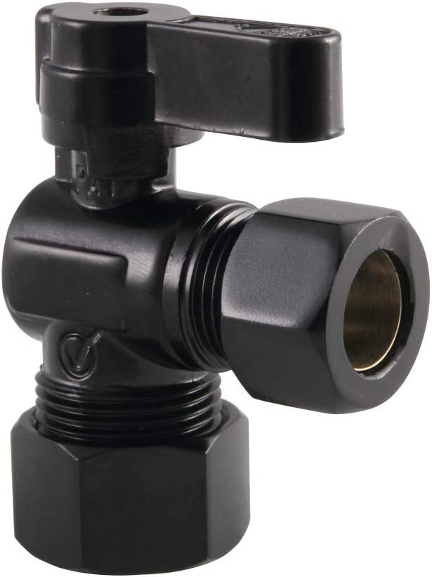 Kingston Brass KF5440MB 5/8-Inch X 1/2-Inch OD Comp Angle Stop Valve, Matte Black