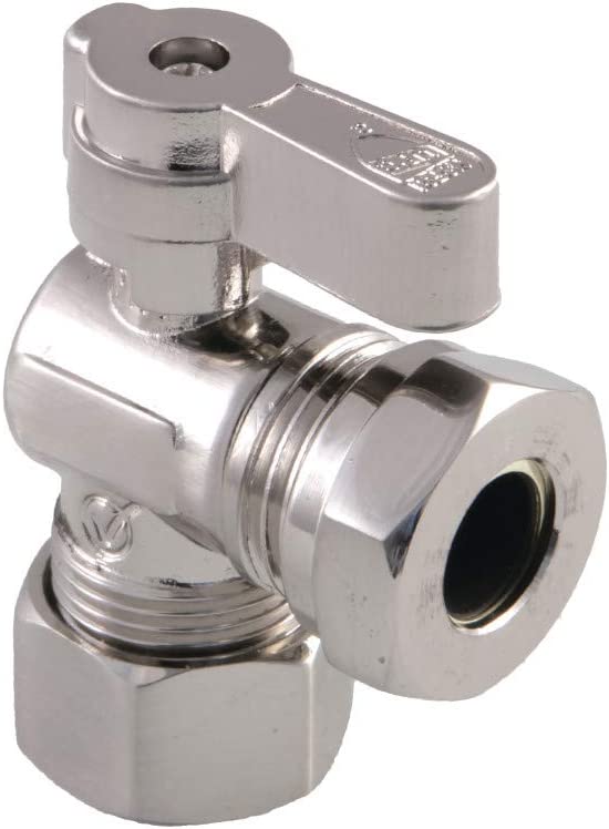 Kingston Brass KF5430SN 5/8-Inch Comp X 1/2-Inch &amp; 7/16-Inch OD Slip Joint Angle Stop Valve, Brushed Nickel