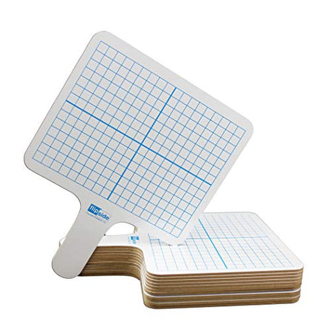 Flipside Two-Sided (3/8&#34; Graph/Blank) Rectangular Dry Erase Graphing Paddles, Class Pack of 12