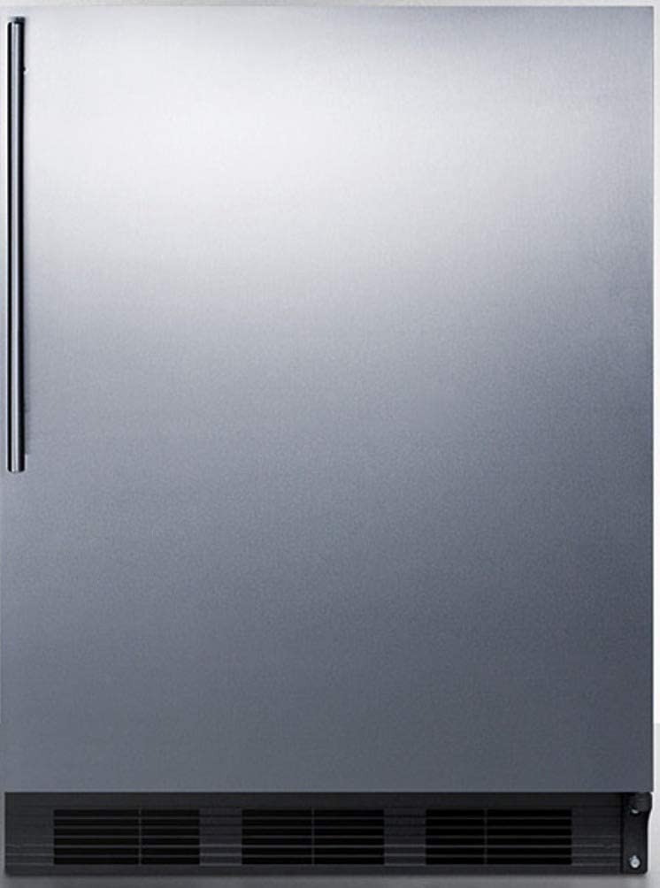 Summit Appliance FF7BKSSHV Commercially Listed Freestanding All-Refrigerator for General Purpose Use with Automatic Defrost, Stainless Steel Wrapped Door, Thin Handle and Black Cabinet