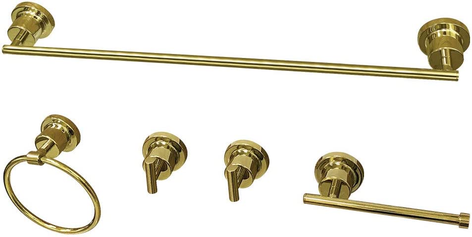 Kingston Brass BAH82134478PB Concord Bathroom Hardware Set, Polished Brass