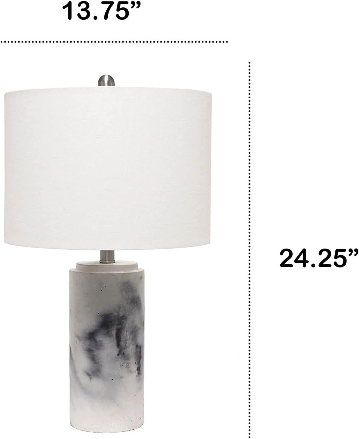Lalia Home Modern Marbleized Table Lamp with White Fabric Shade - White