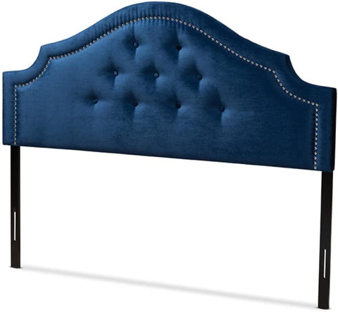Baxton Studio Cora Modern and Contemporary Royal Blue Velvet Fabric Upholstered Queen Size Headboard