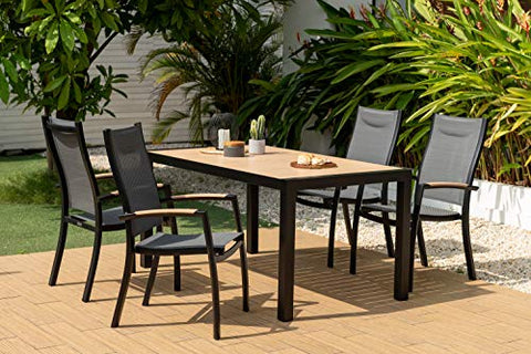 ARMEN LIVING SETODDIPN5 Panama Outdoor 5 Piece Black Aluminum Dining Set