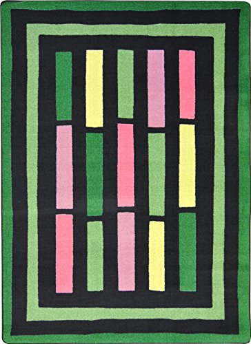 Joy Carpets Kid Essentials Traffic Jam Teen Area Rugs, 92-Inch by 129-Inch by 0.36-Inch, Green