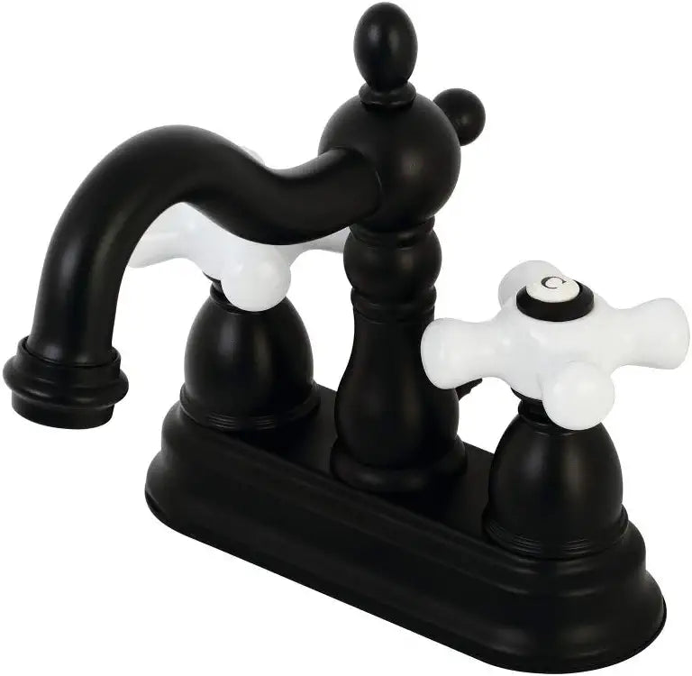 Kingston Brass KB1600PX Heritage 4&#34; Centerset Bathroom Faucet, Matte Black