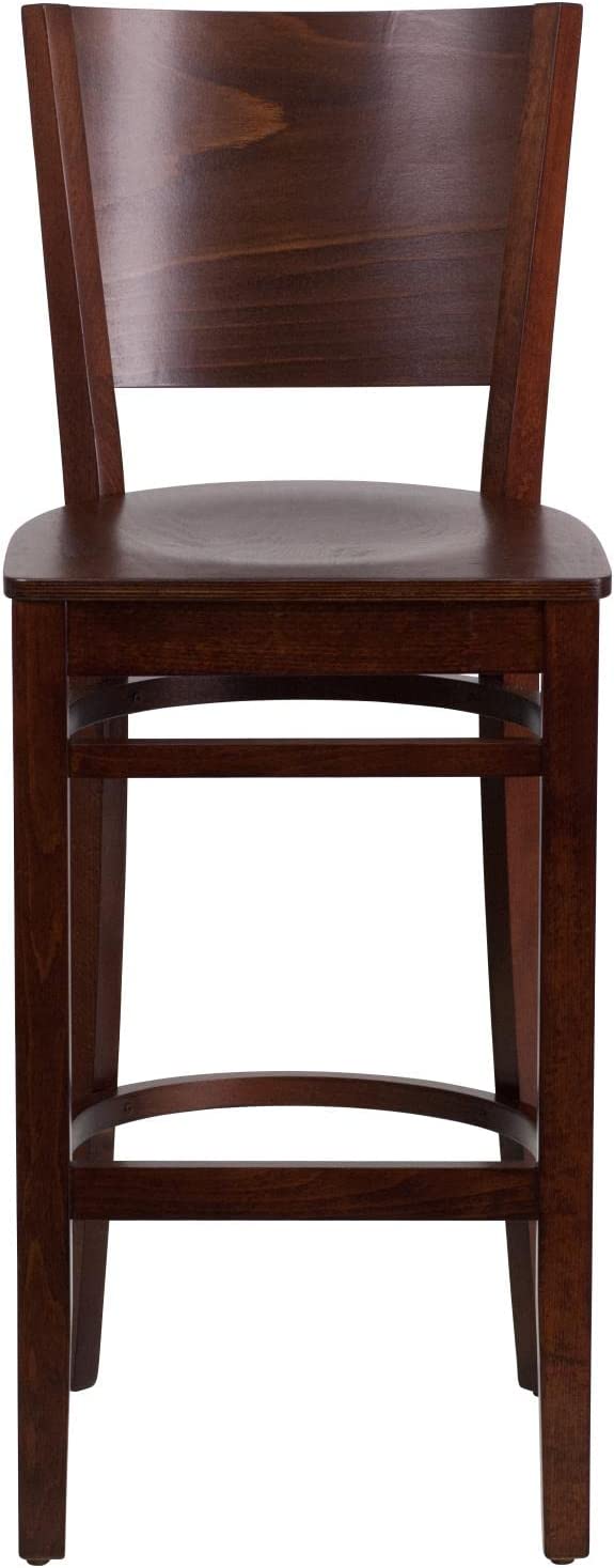 Flash Furniture Lacey Series Solid Back Walnut Wood Restaurant Barstool