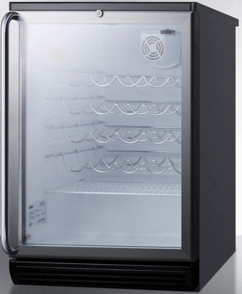 Summit SWC6GBLBISH Wine Chiller Beverage Refrigerator, Glass/Black