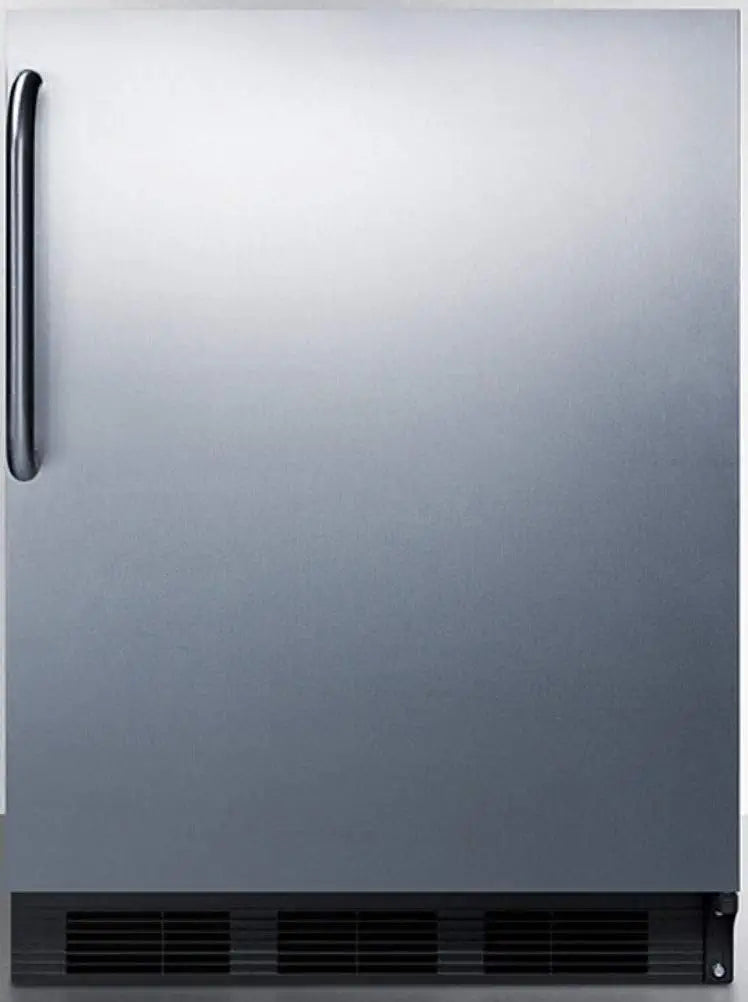 Summit Appliance CT663BKSSTB Freestanding Counter Height Refrigerator-Freezer for Residential Use, Cycle Defrost with Stainless Steel Wrapped Door, Professional Towel Bar Handle and Black Cabinet