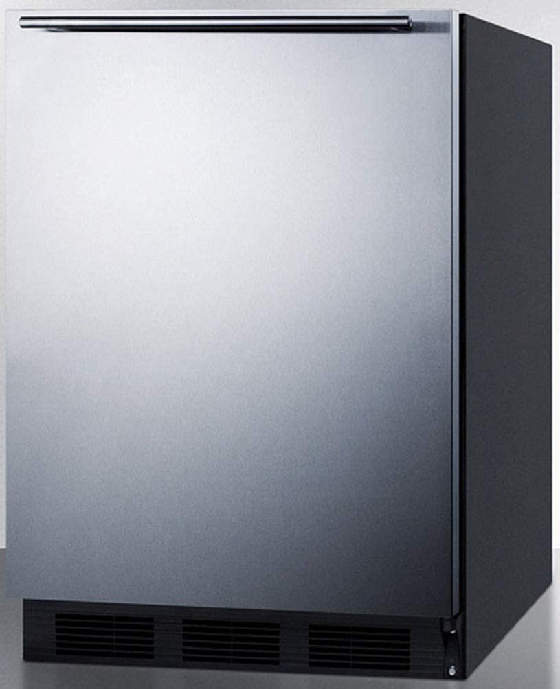 Summit Appliance CT663BKSSHHADA ADA Compliant Freestanding Counter Height Refrigerator-Freezer for Residential Use, Cycle Defrost with Stainless Steel Wrapped Door, Towel Bar Handle &amp; Black Cabinet