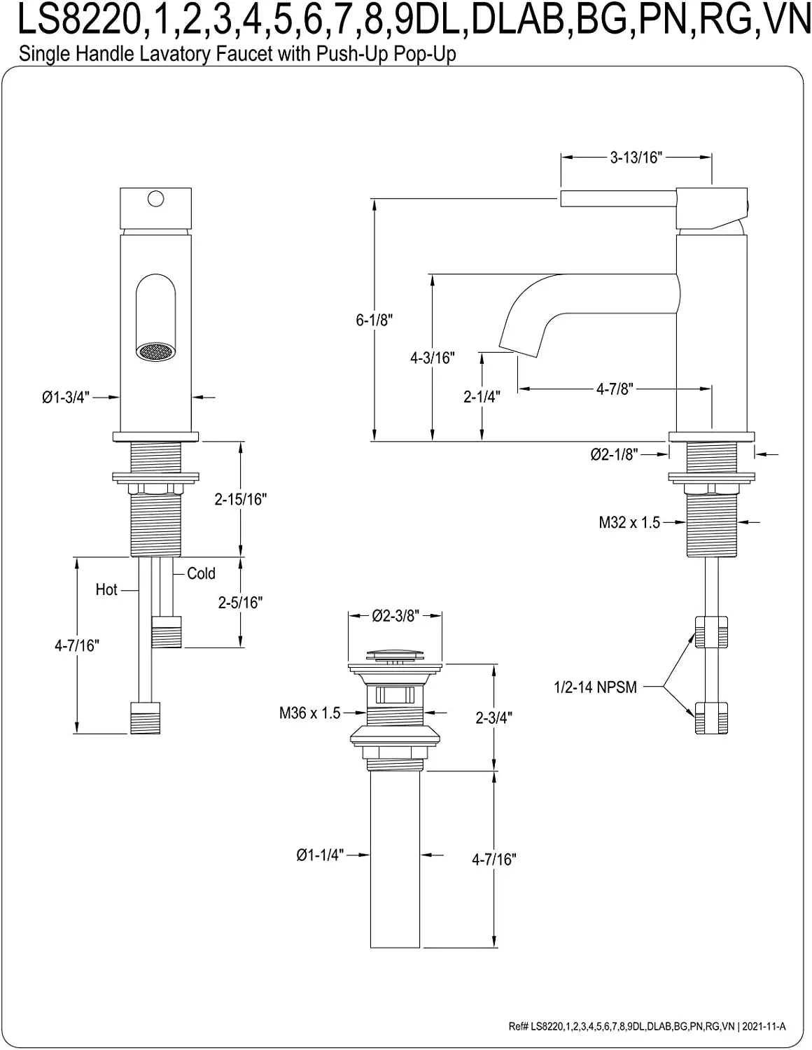 Kingston Brass LS8224DL Concord Bathroom Faucet, Antique Copper