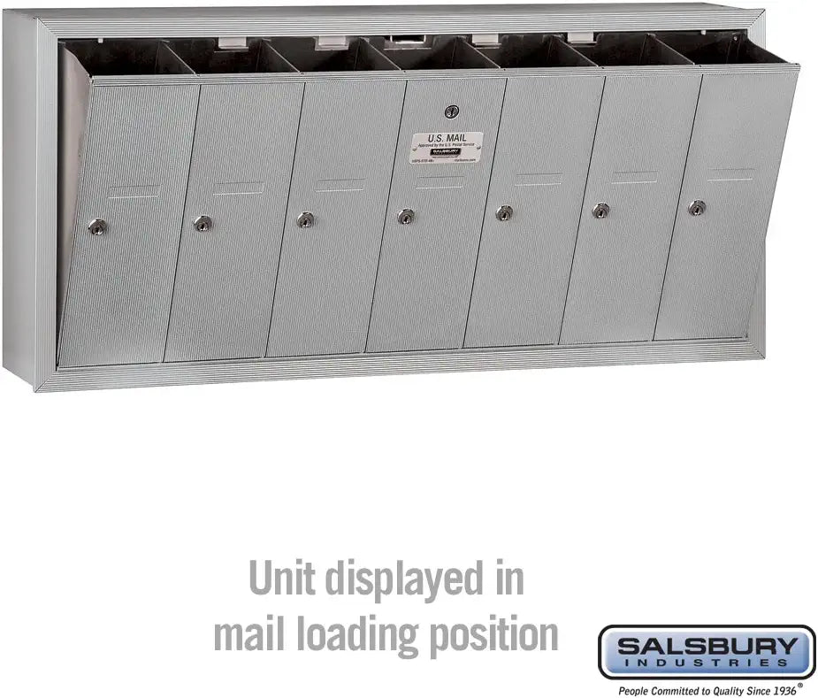 Salsbury Industries 3507ASP Surface Mounted Vertical Mailbox with Master Commercial Lock, Private Access and 7 Doors, Aluminum