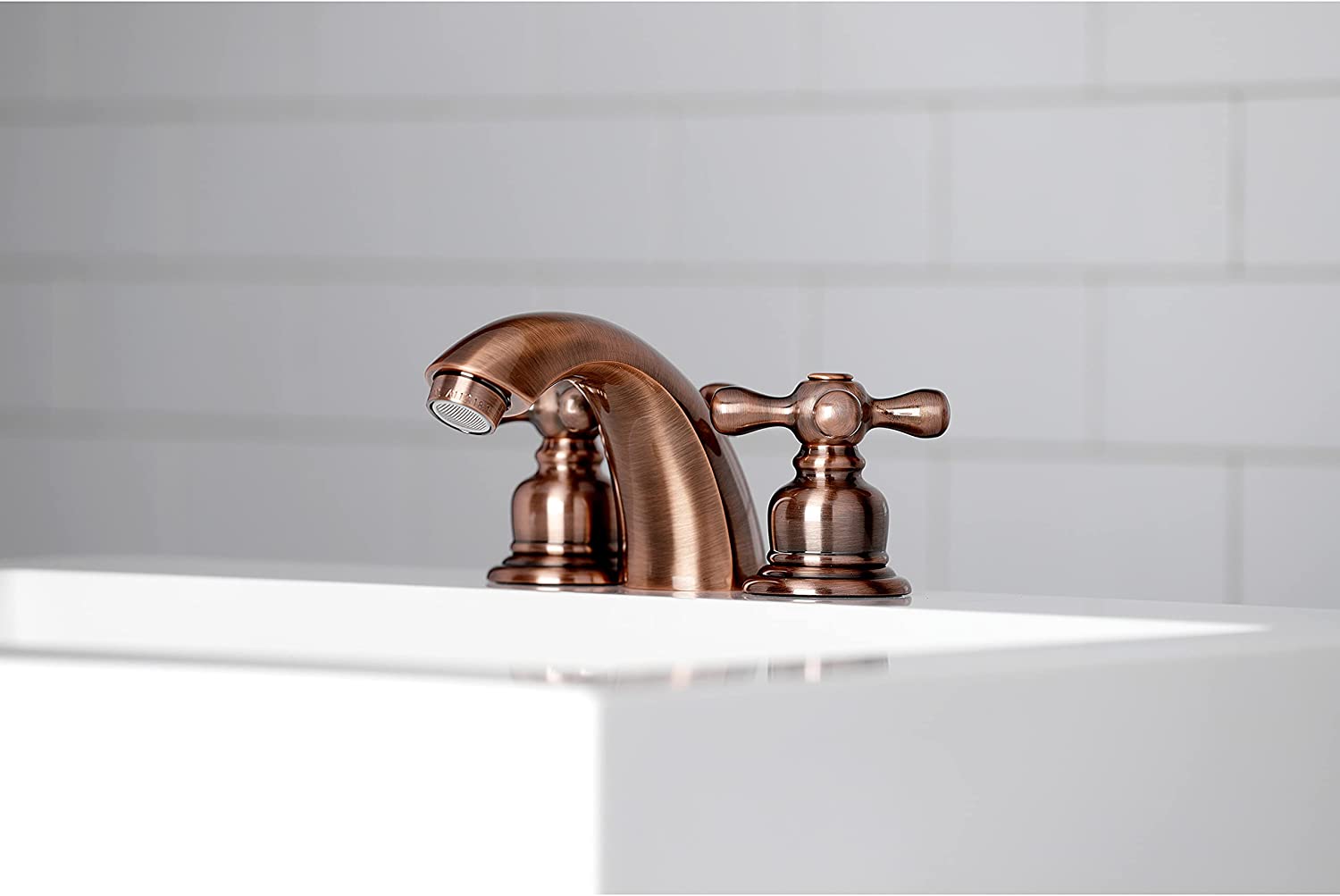 Kingston Brass KB946AX Victorian Mini-Widespread Bathroom Faucet, Antique Copper