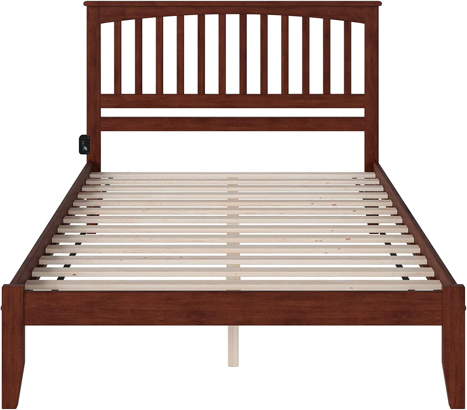 AFI Mission Platform Bed with Open Footboard and Turbo Charger, Queen, Walnut