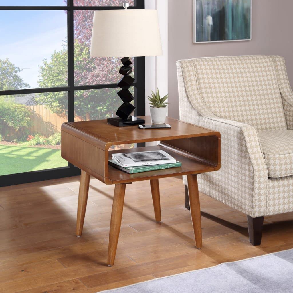 Boraam Zebra Series Alborg End Table, Rich Walnut