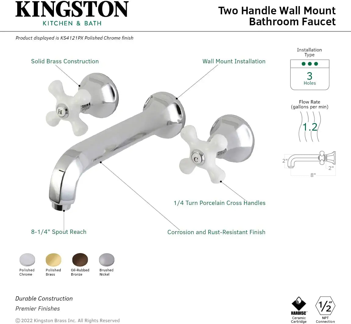 Kingston Brass KS4125PX Metropolitan Bathroom Faucet, Oil Rubbed Bronze