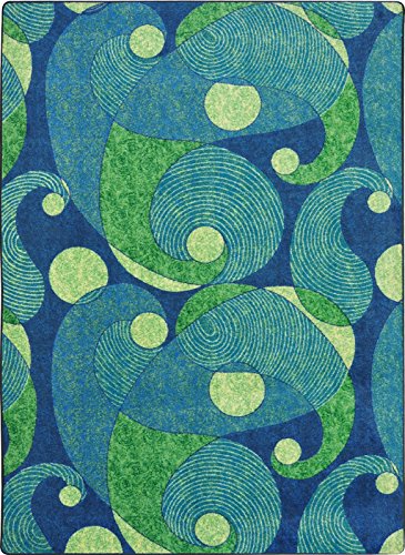 Joy Carpets Kid Essentials Jazzy Teen Area Rugs, 64-Inch by 92-Inch by 0.36-Inch, Blue/Teal