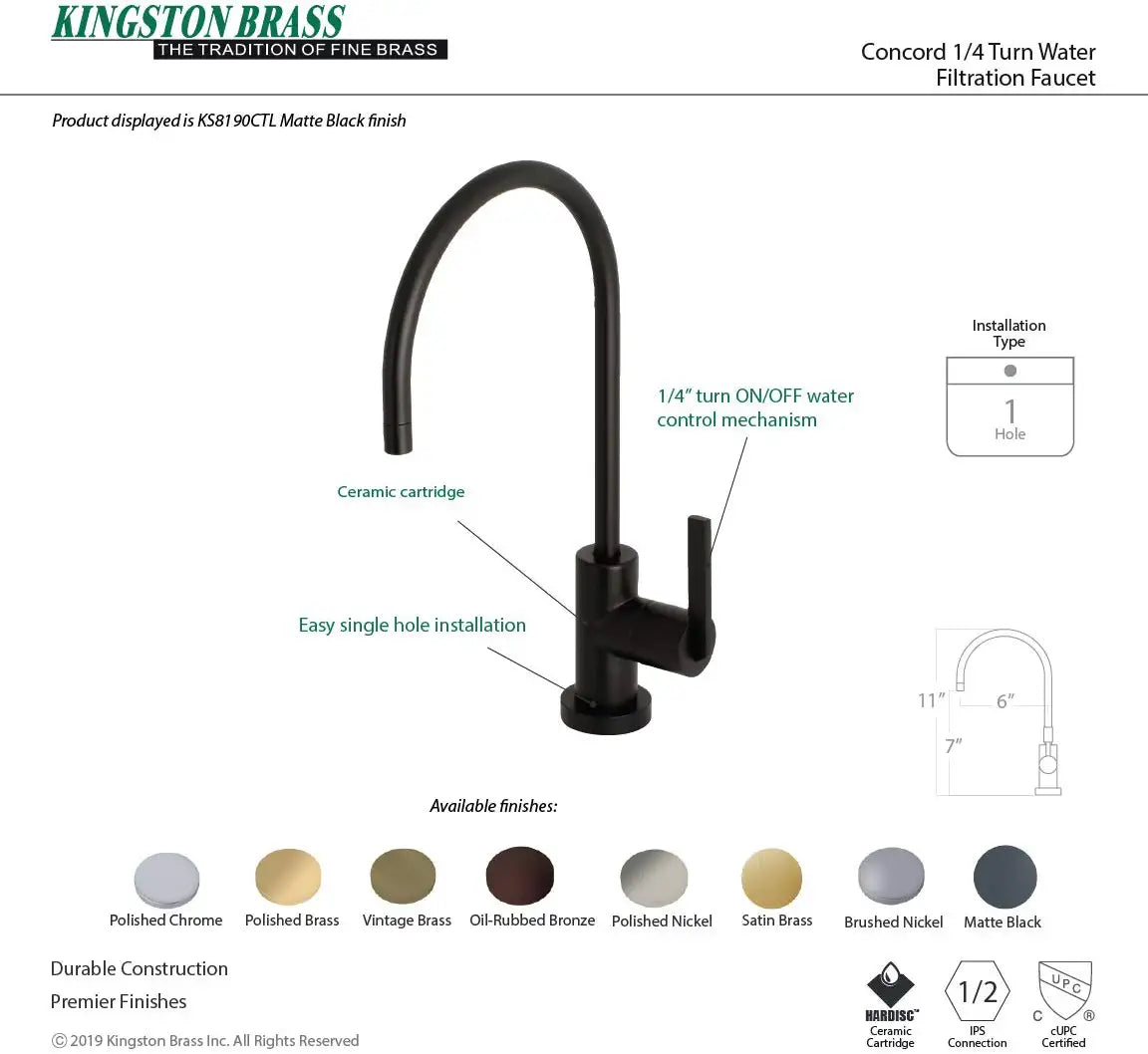 KINGSTON BRASS KS8195CTL Continental Water Filtration Faucet, Oil Rubbed Bronze