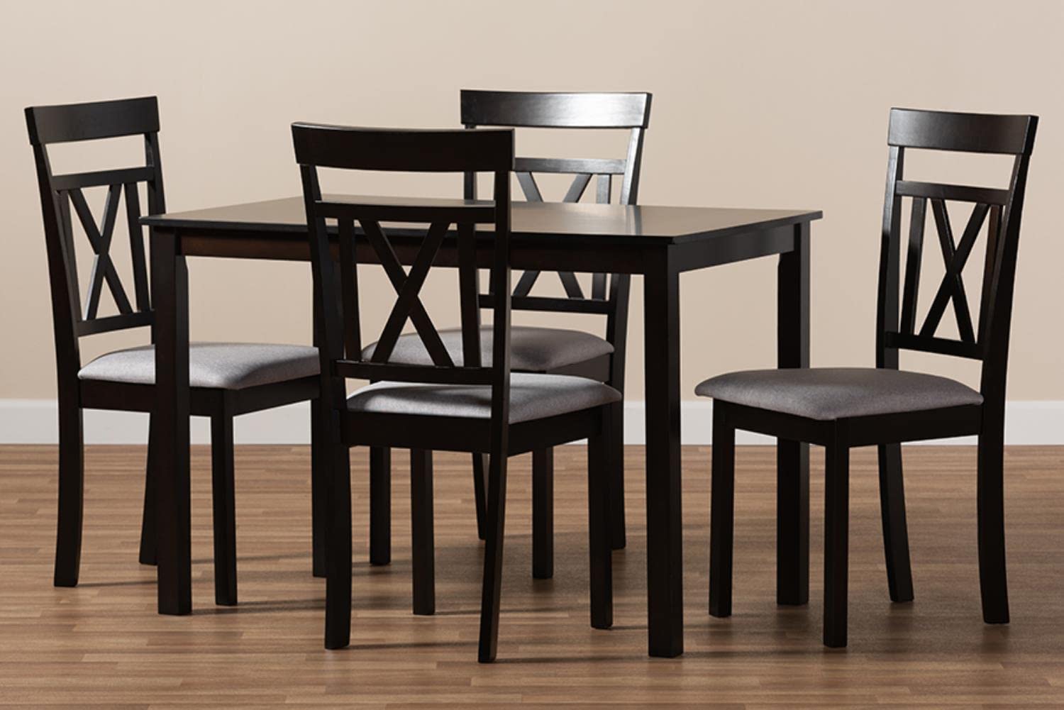 Baxton Studio Rosie Modern and Contemporary Fabric Upholstered 5-Piece Dining Set