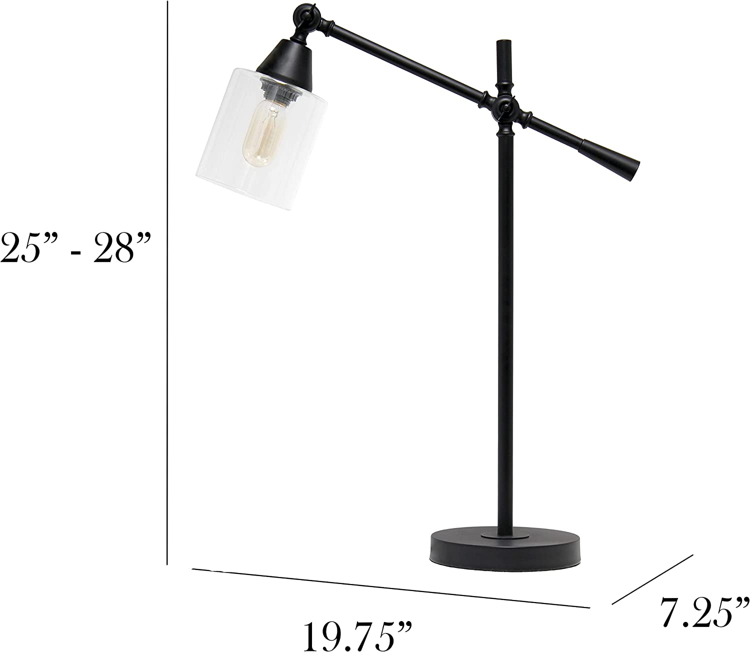 Elegant Designs Tilting Arm Desk Lamp, Black