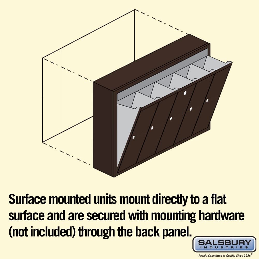 Salsbury Industries 3505ZSU Surface Mounted Vertical Mailbox with USPS Access and 5 Doors, Bronze